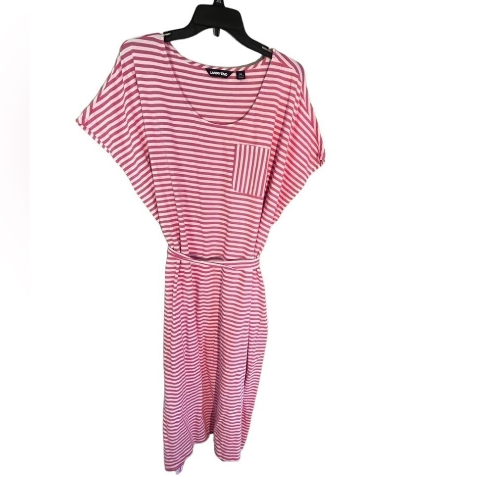 Lands End Women’s Striped Plus Size T-Shirt Dress